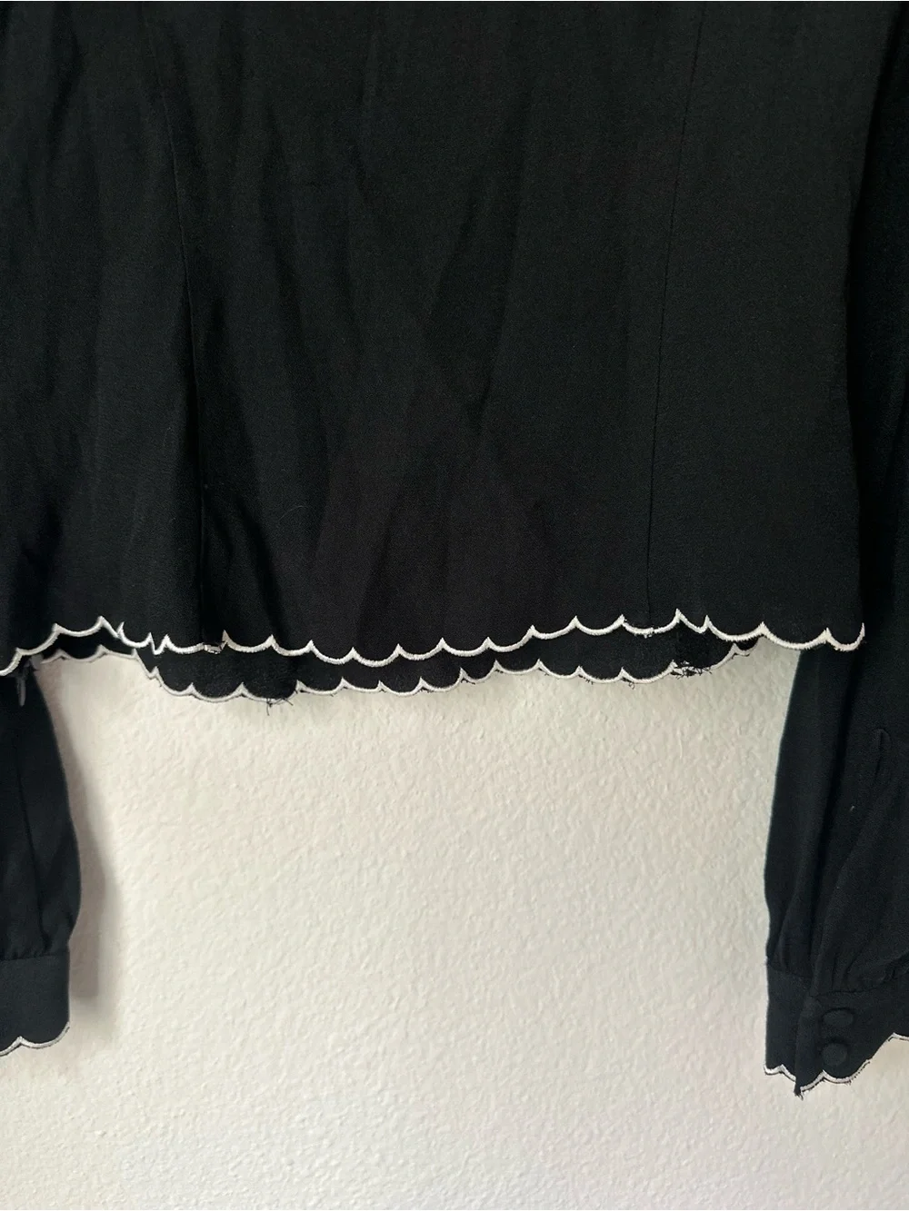 Reformation V-Neck Blouse with Cream Ribbon